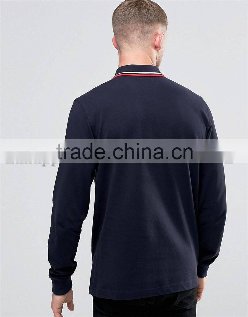 2016 New Pique Polo Shirt With Long Sleeves