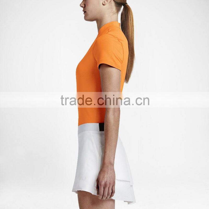 New Style Women's Shadow Stripe Golf Polo Split-V neckline Golf Polo Shirt Custom