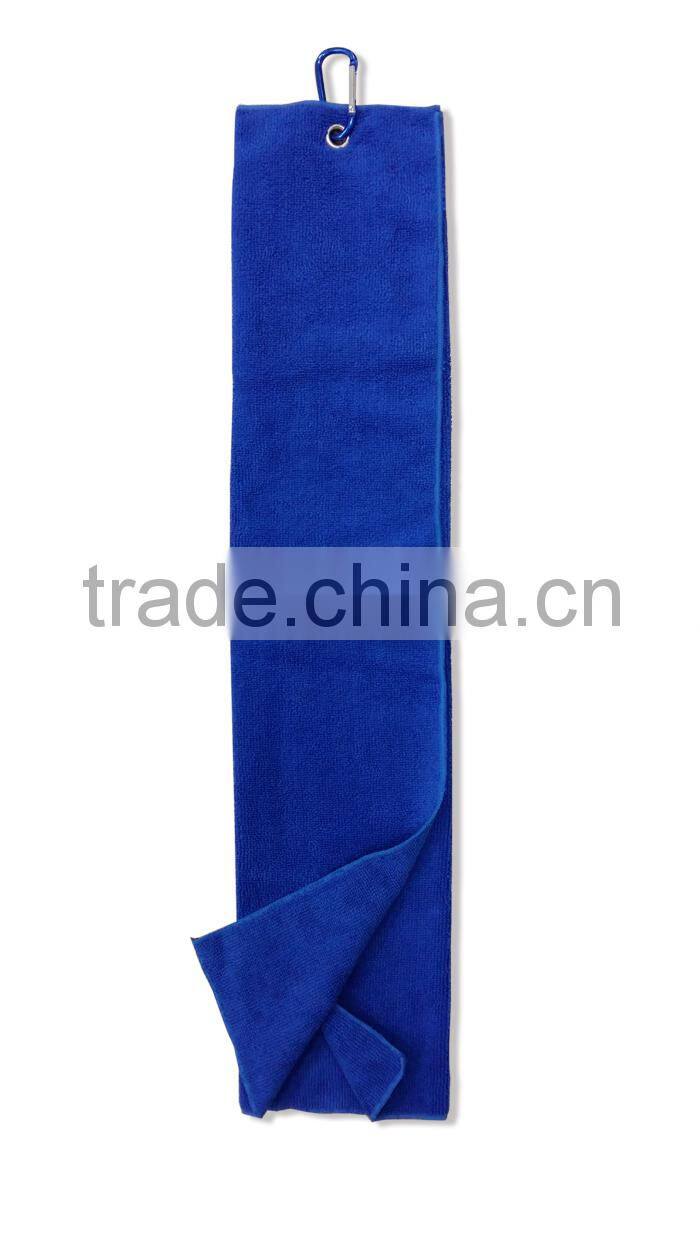 Ultra Absorbent and Fast Drying Tri-Fold Microfiber Golf Towel with Grommet and Clip
