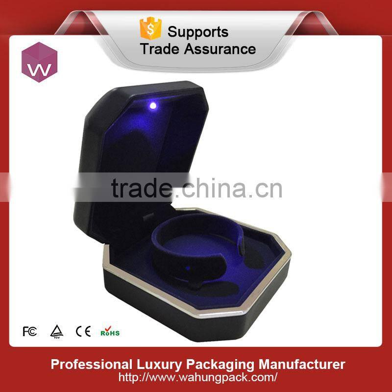 Square Purple Bangle Bracelet Packaging Box With Led Light