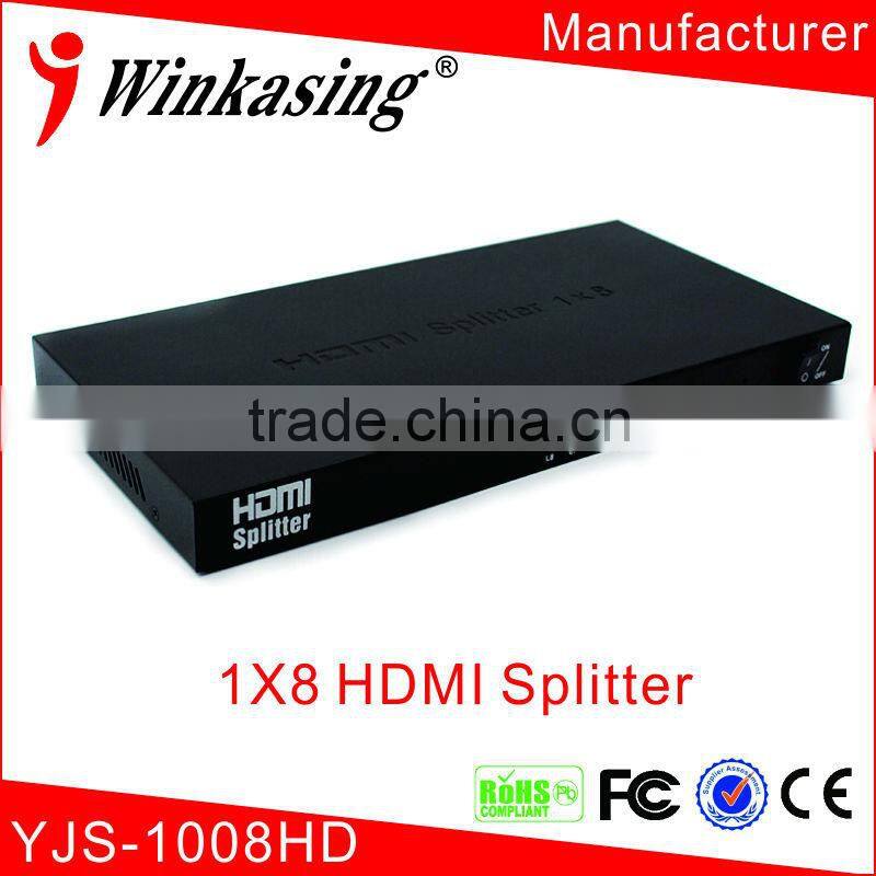 Best Price Pass the CE FCC&RoHS 1 In 8 Out hdmi Video Splitter YJS-1008HD