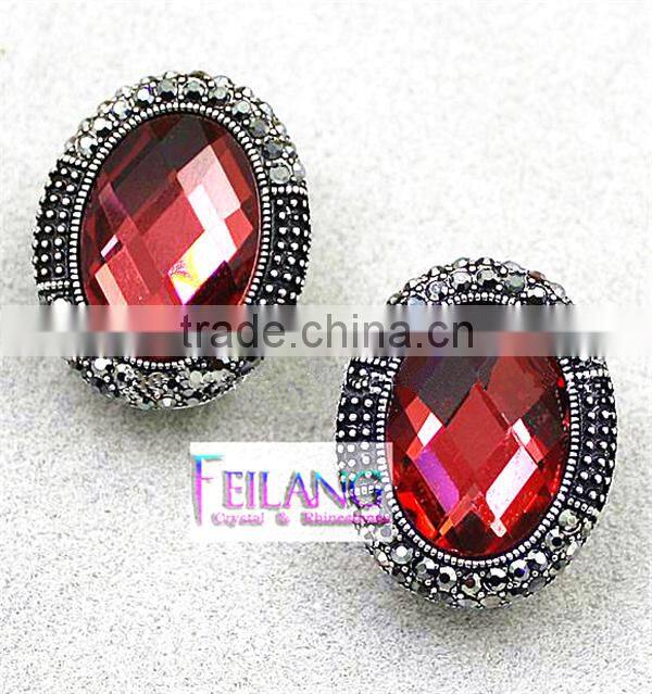 Alloy Earrings Set In Deep Red Jewelry Stud Earrings