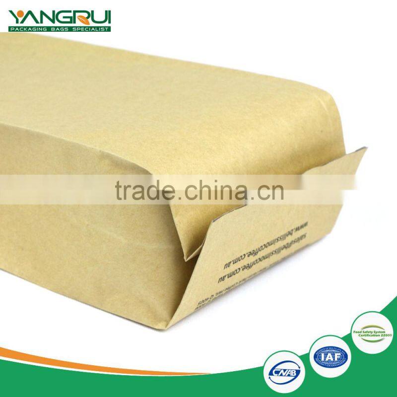 wholesale new design food grade box bottom pouch kraft paper food bag