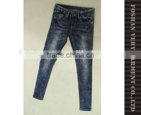 ladies jeans pent middle washing effect