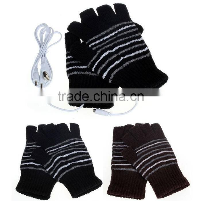 Heated Winter Gloves Hand Warmer Gloves USB Wool Fingerless