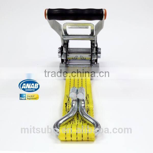 2" A.B.S. System Rope Ratchet Tie Down Straps with Double J Hook