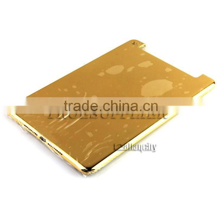 3 micron Luxury Dubai Gift Shiny 24kt gold plated back cover housing battery door for iPad mini 4 4G+wifi edition