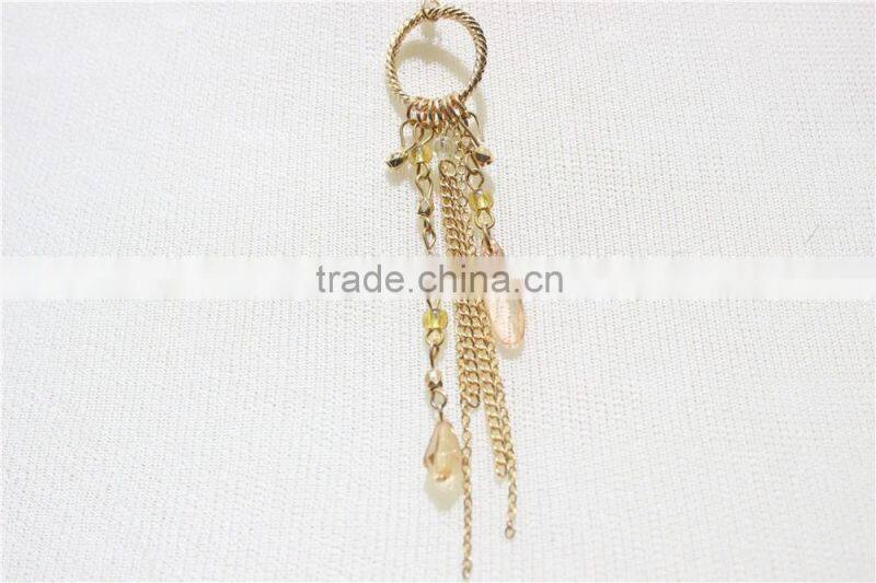 Newest Gold Peach Clear Seed Bead Pendant Hanging 5 Different Chain Triple Necklace2016 Fashion Style Wholesale