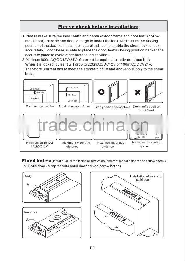 High security 1200kg Hidden Magnetic lock Shear Lock with Signal
