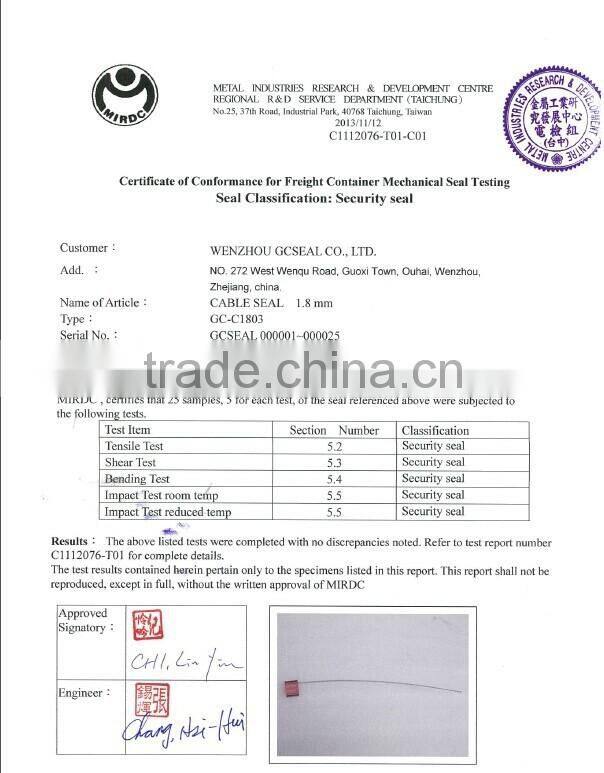 ISO 17712 Small Cable Security Seal for container