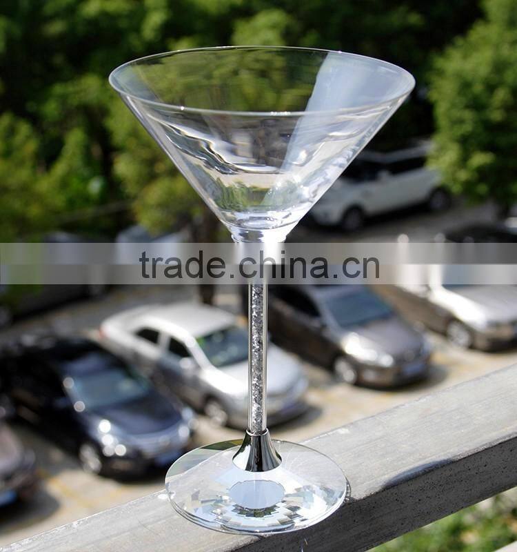 Custom creative fashion personality round frame eye glasses silver wine glass for party wendding