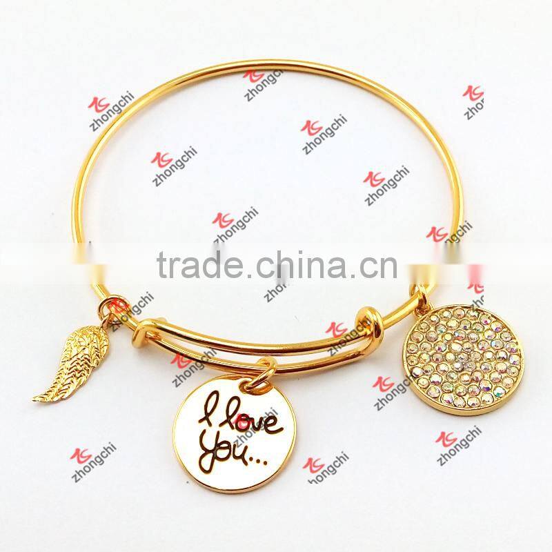 Gold Charms Brass Bracelet Bangles Jewelry