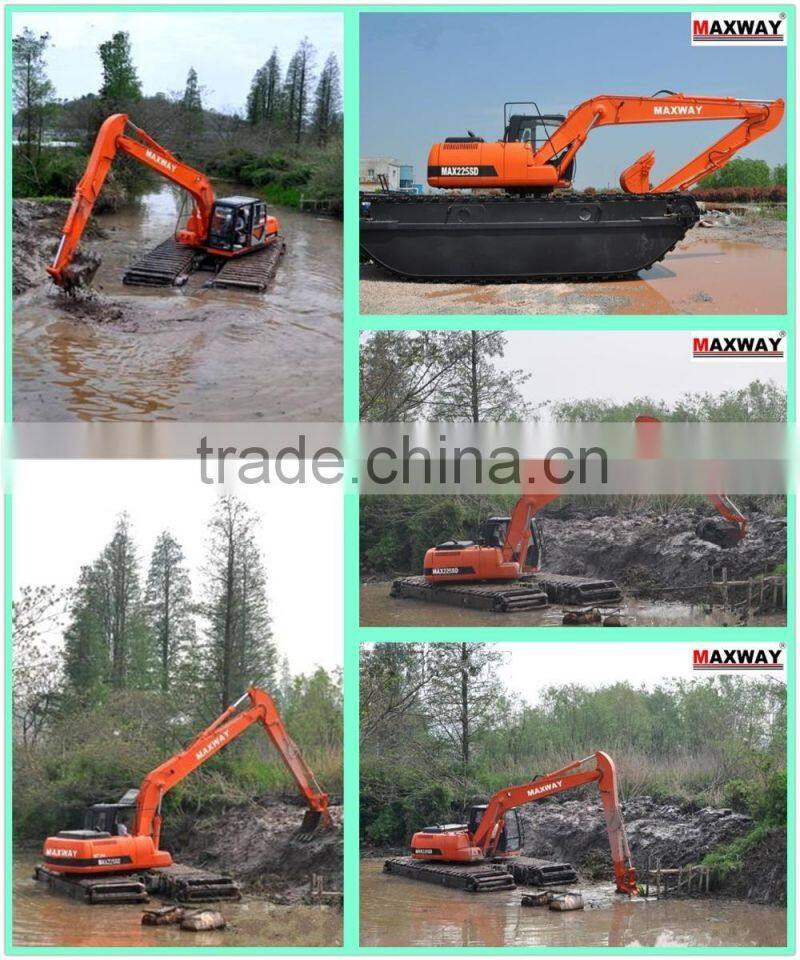 MAXWAY Deep Water Excavator Pontoon Undercarriage with Additional Pontoon and Spud , Suitable to 20 to 23Ton Class Excavator