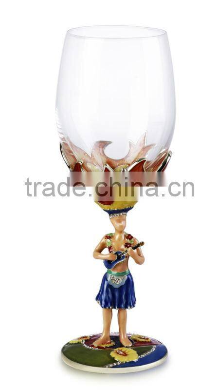 RORO Hawaii boy&girl enamel crystal glass big red wine glass