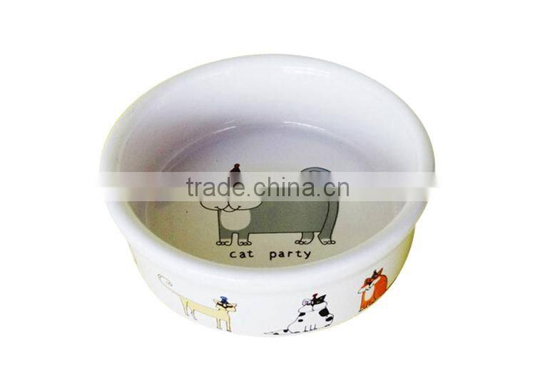 Hot sale high quality white round ceramic pet bowl for cat