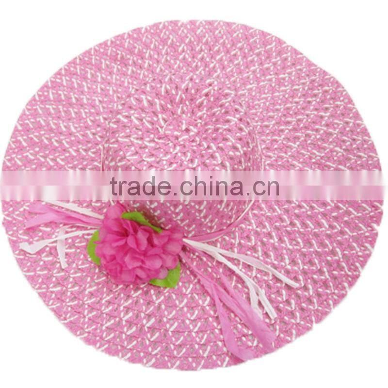 2016 new fashion summer large brim beach sun womens hats ladies black and white stripes floppy straw hat