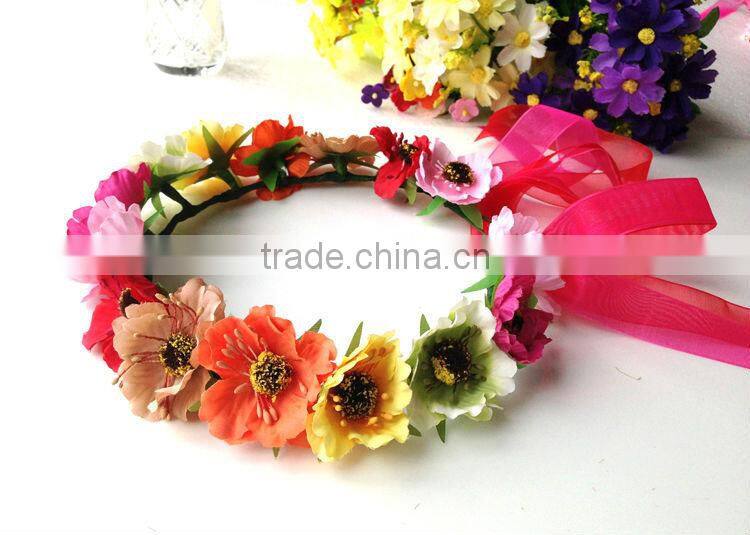 Colorful Flower Head Garland Small Cute Flower 100% Handmade Hawaii Head wreath