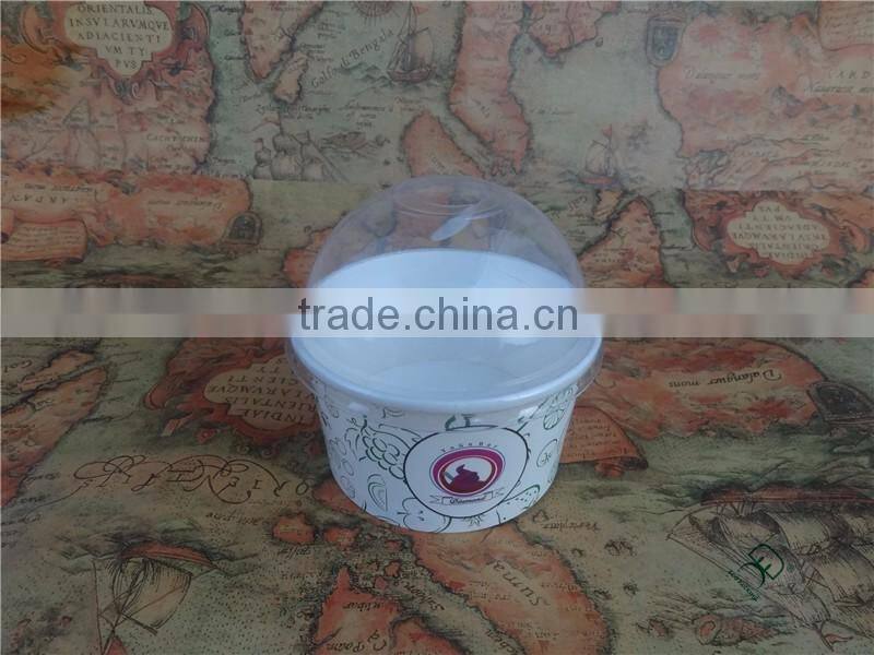 Ice cream paper cup with plastic dome lid
