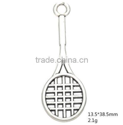 Zinc Alloy Antiqeu Silver Plating New Design Tennis Racket Shaped Sports Charms
