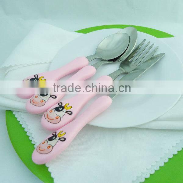 Lovely Plastic Handle Child Cutlery Set For Kids