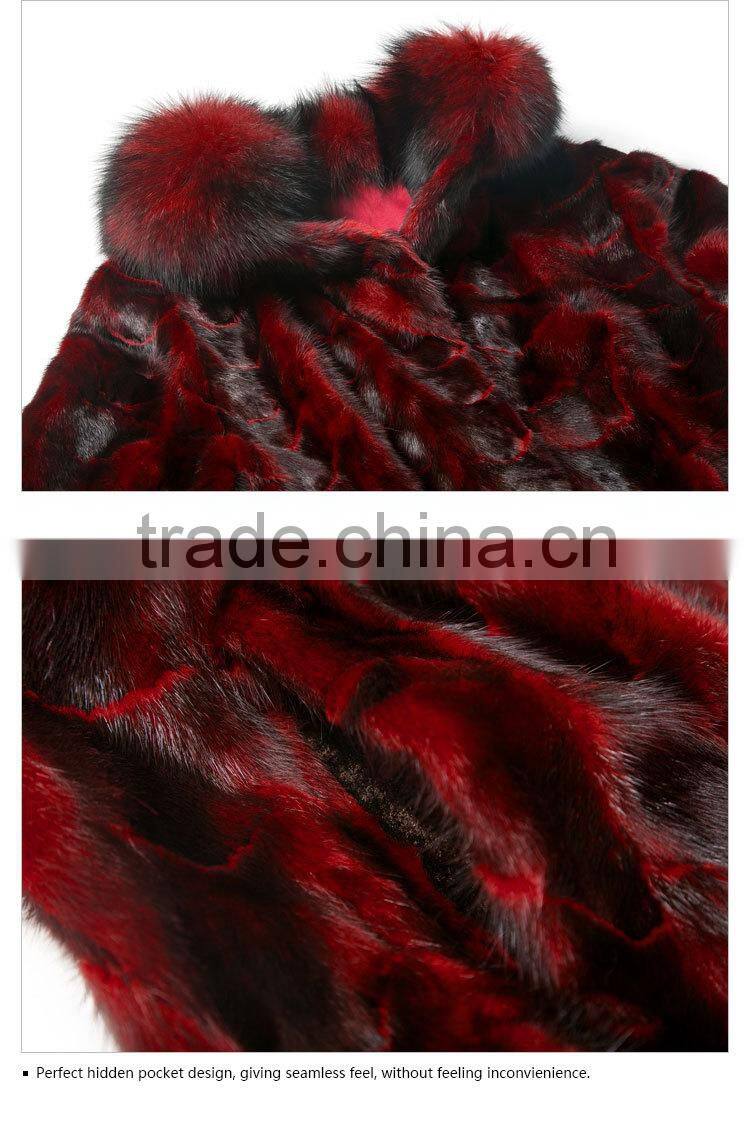 Fashion mink fur coats with fox collar jackets