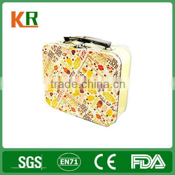 Tinplate Rectangle Tool Tin Box with Plastic Handle and Metal Lock Catch