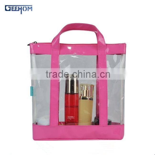 transparent pvc zipper bag with handle custom waterproof pvc beach bag