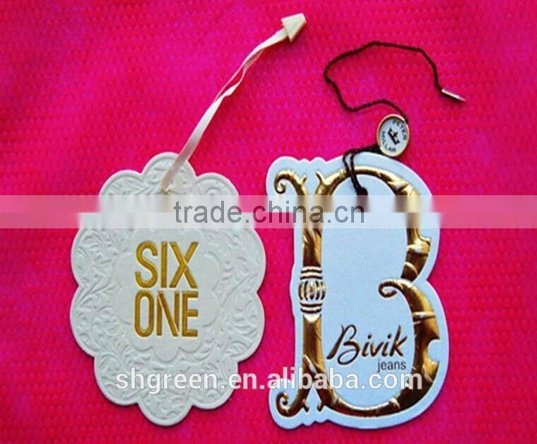 Reflective spot UV paper swing tag for men's wear