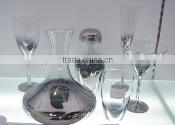 unique luxury wine decanter set with silver rim