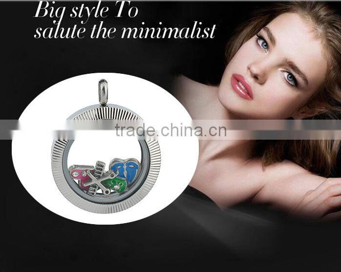 Lastest design stainless steel glass locket floating charm locket
