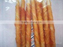 rawhide stick twined by chicken