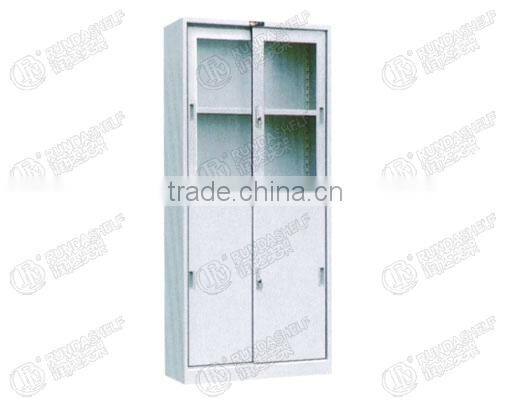 office file rack/glass above and iron below Sliding door cabinet