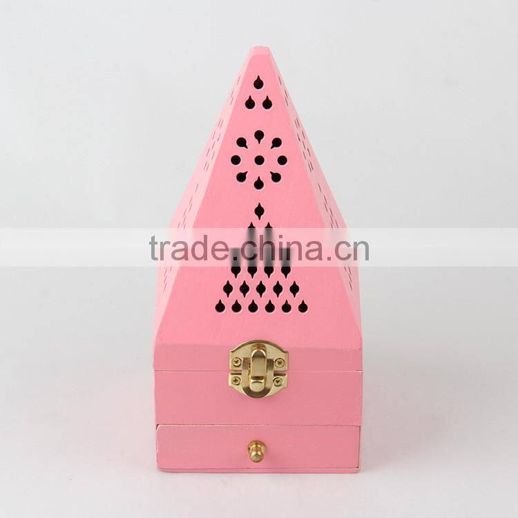 2016 hot sale wooden incense burner with pyramid shape incense burner box