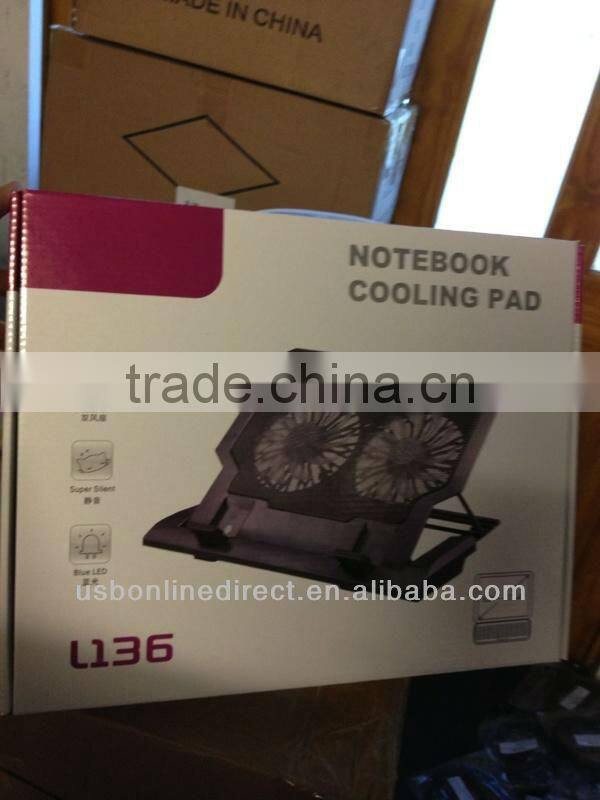 2014 SUMMER LAPTOP COOLER COOLING PAD 2 FAN STAND WITH 2 USB HUB FOR 15 17" LAPTOP YL339A
