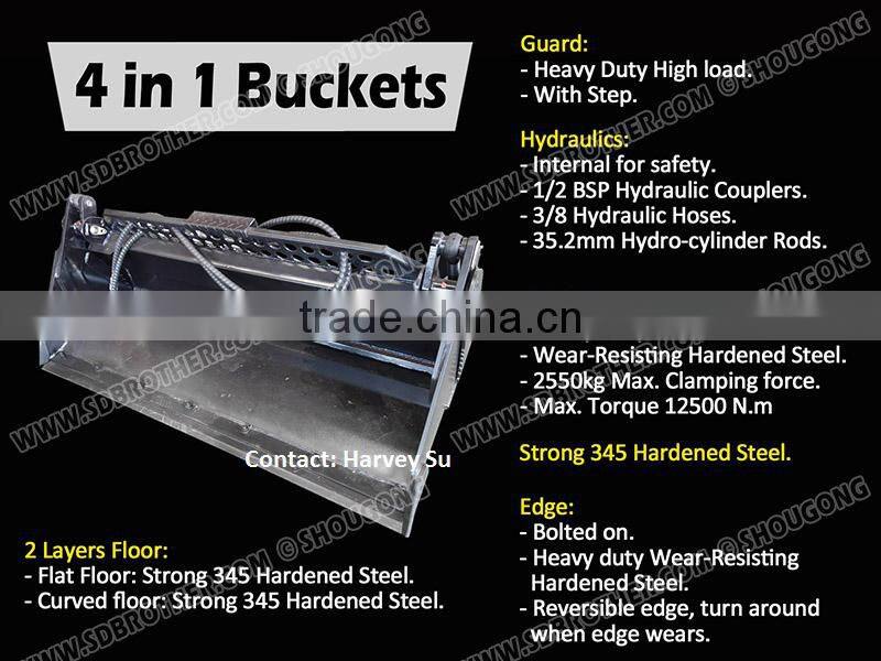 Skid Loader attachment 4 in 1 bucket