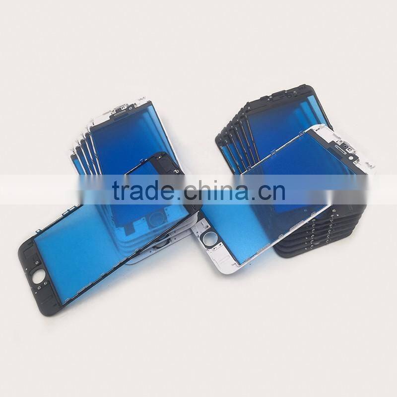 white Front Glass Lens for iPhone 6 Screen Front Glass with Bezel Frame black