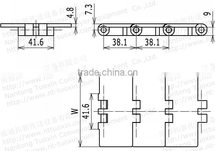 Straight Running Plastic Tabletop Chains for processing machinery