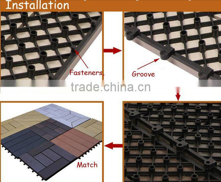 High quality wpc composite deck tiles 30x30 plastic base outdoor wpc interlock diy tile
