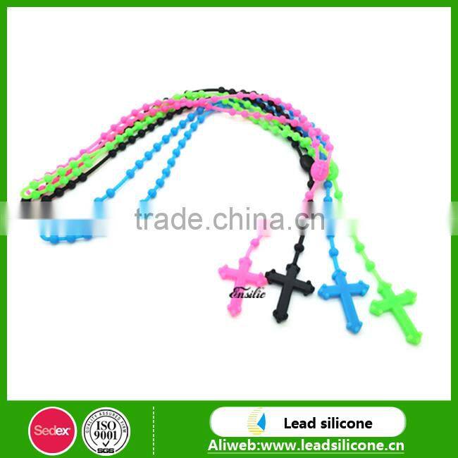 Colorful cross shape silicone necklaces