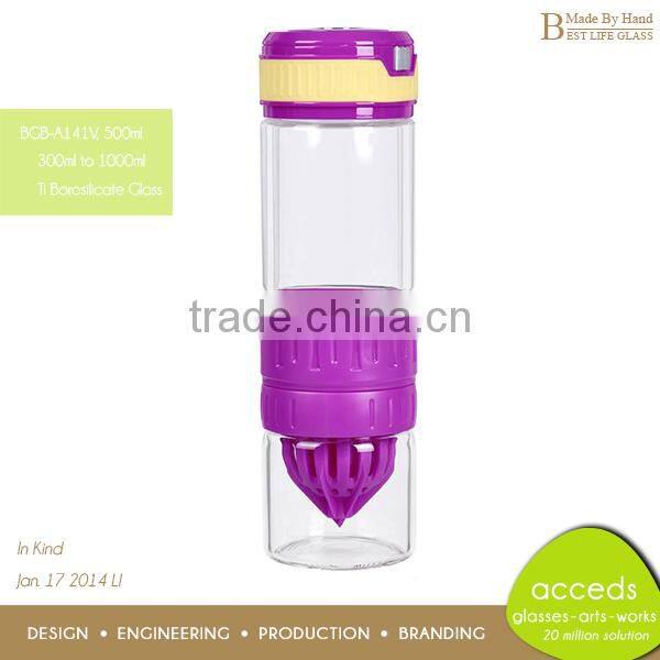 Borosilicate Unbreakable Glass Water Lemon Bottle