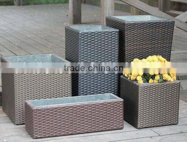 FO-9406 square Synthetic Rattan flower pot for hotel supplier