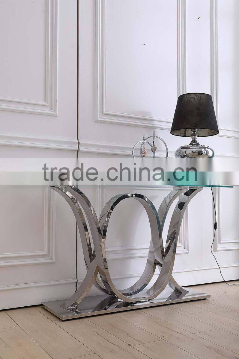 Dining room set console table with glass top