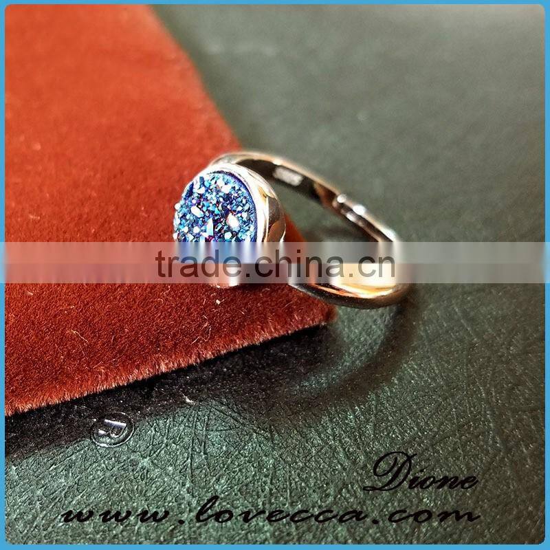 Natural Druzy Gemstone Cluster 925 Sterling Handmade Silver 8mm Ring