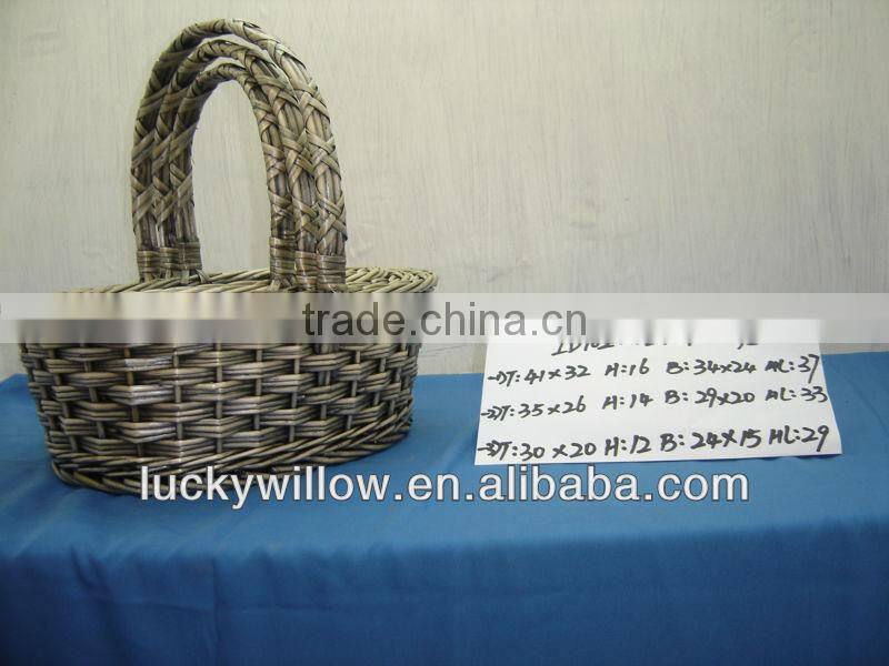 set of three perfect antique willow basket with handle for holiday wholesale