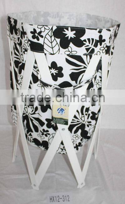 White Wooden Stand Large Canvas Laundry Bag