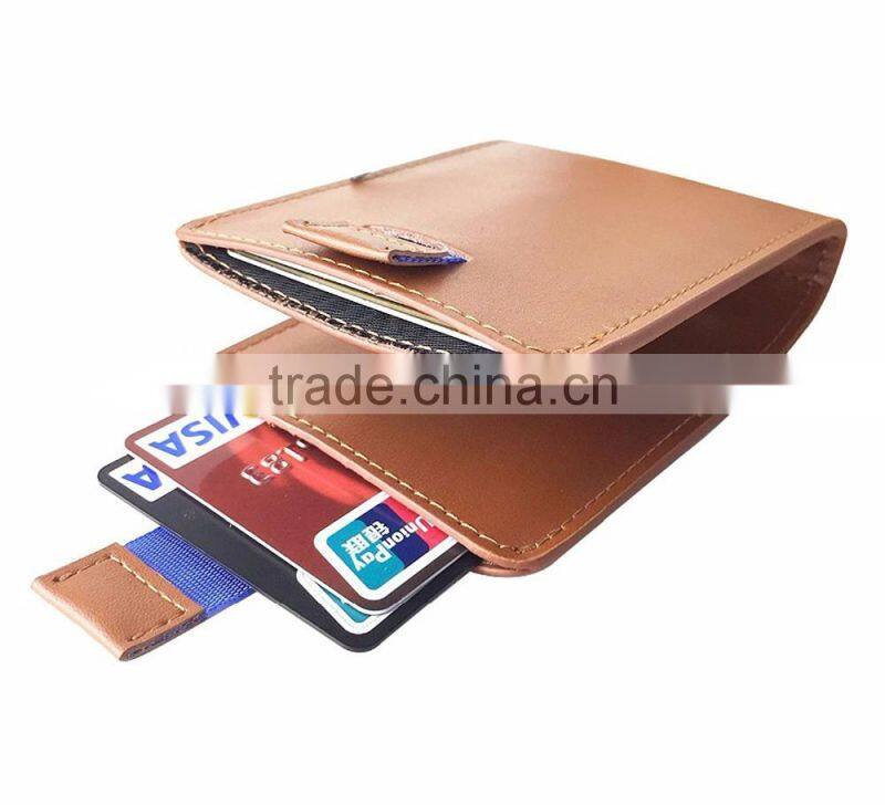Ultra Slim RFID Blocking Bifold Leather Wallet Pull Tab with Money Clip