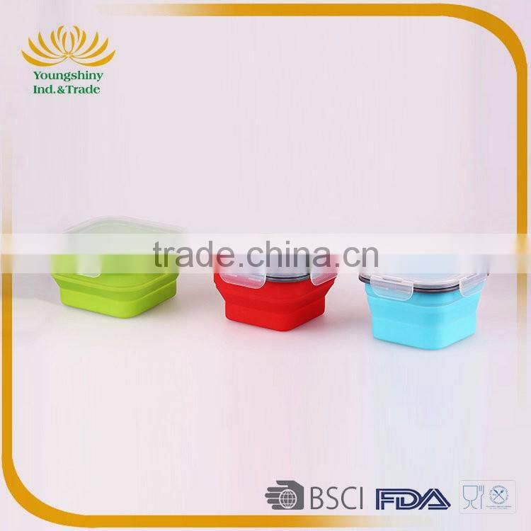Silicone collapsible biodegradable lunch box