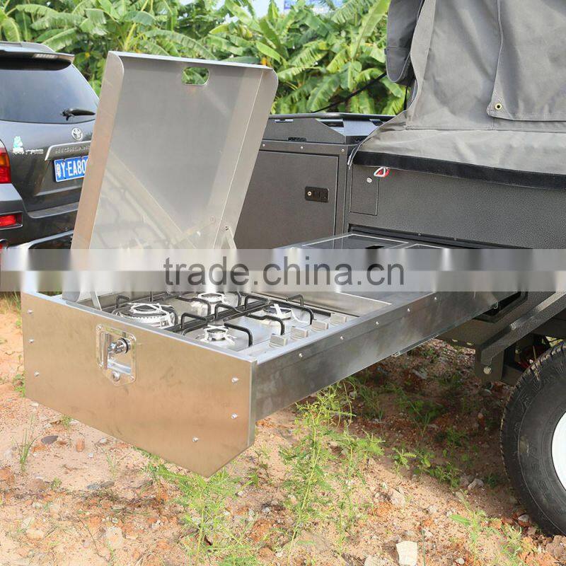 Custom stainless steel kitchen sink for off road camping trailer