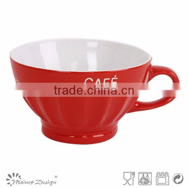 Fast shipment low MOQ 2015 ceramic breakfast soup bowl with saucer,ceramic soup mug with saucer, ceramic big cup and saucer