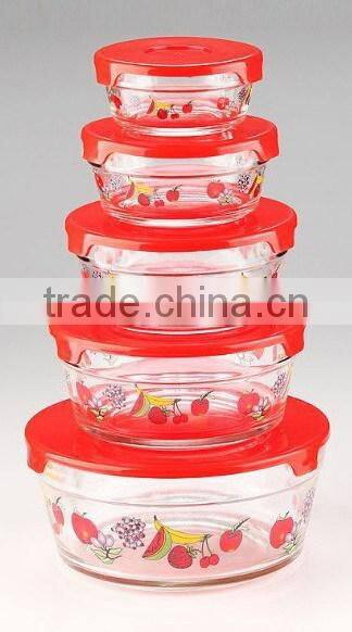 durable transparent glass food storage bowl